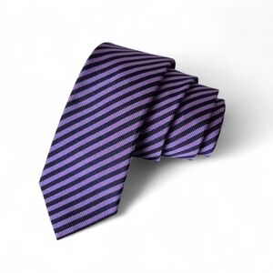 Paul Smith Skinny Silk Tie Purple & Navy Stripes Made In Italy